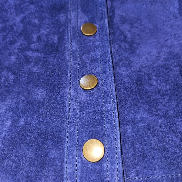 Anthropologie Button Front Mini Skirt Suede Leather sz4 - Picture 8 of 16